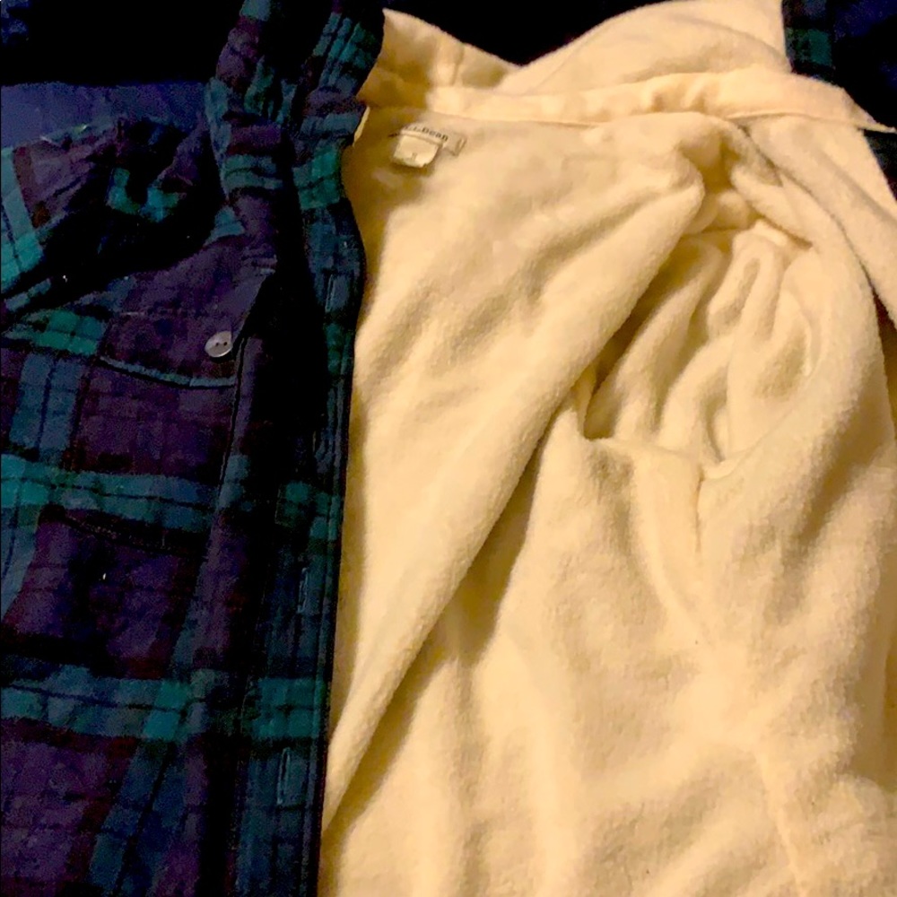 LL bean hooded plaid fleeced shirt